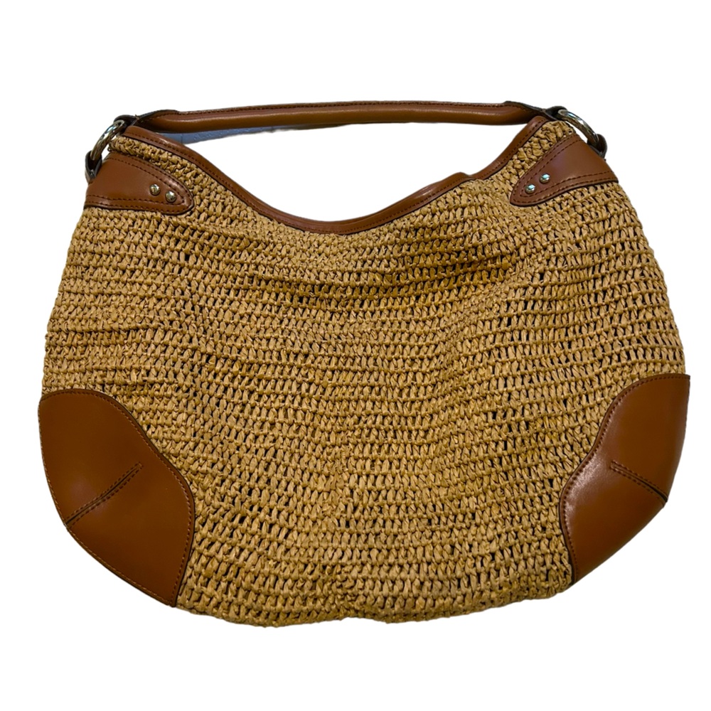 Ralph Lauren woven brown tote bag, genuine leather